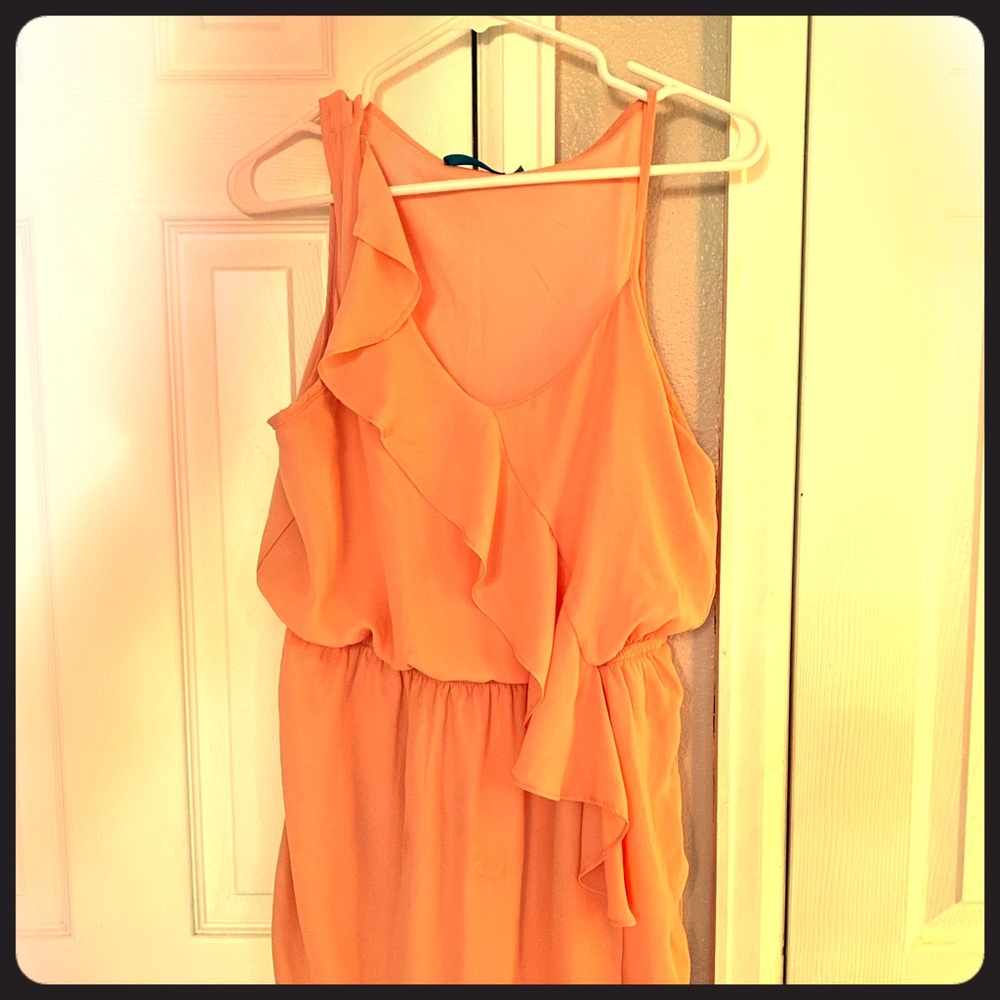 Coral ruffle dress
